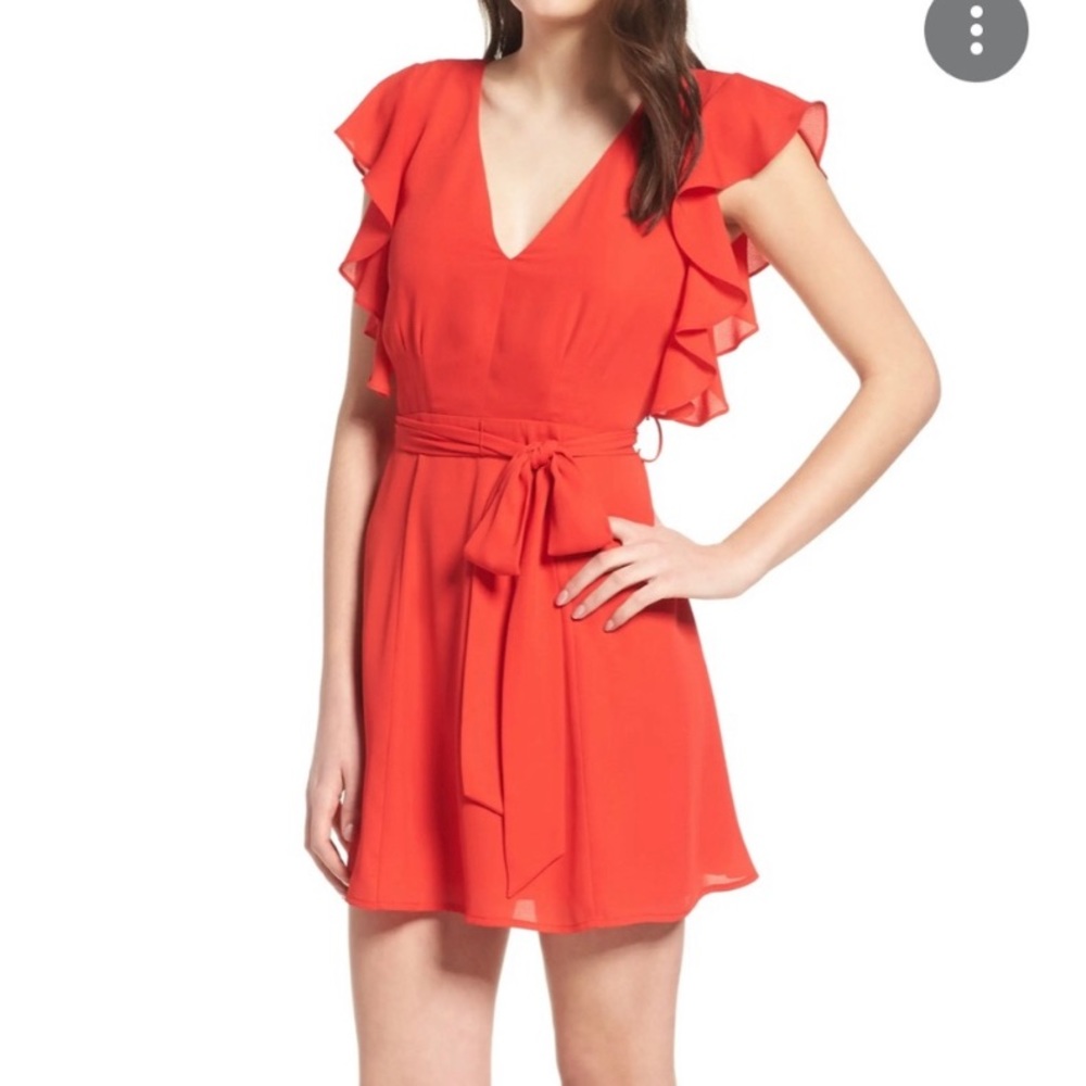 Socialite Red Ruffle Sleeve Mini Dress